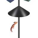 Gtongoko Bird Feeder Pole Squirrel Proof, 92 Inch Double Shepherds Hook for Outdoor with Squirrel Baffles Adjustable Heavy Duty with 5 Prongs Base for Hanging Plants, Bird Feeders, Black