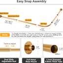 L Shaped Corner Shower Curtain Rod, [23.6"-52"] x [23.6"-52"] Heavy Duty 90 Degree Adjustable Shower Pole for Bathroom, Bathtub & Outdoor with 12 Hooks & Ceiling Support - Gold