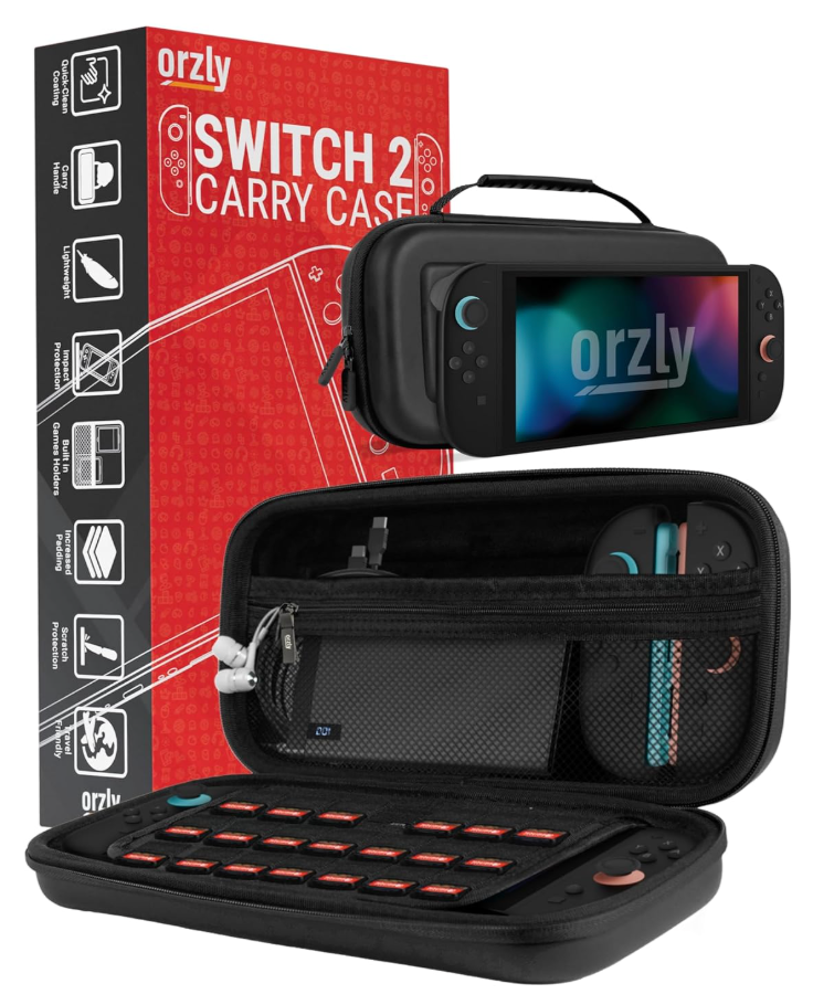 Orzly Case Compatible with Nintendo Switch 2 Protective Carry Case (2025 Model) with Screen Padding, Game Card microSD Pockets for Console and Accessories Screen Size 7.9"  Gift Boxed