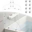 Daily Treasures 2Pcs Removable 9.06"x7.87" Shower Splash Guard with Silicone Sucker, Reusable Splash Guard for Shower, 3MM Thickened Bathtub Splash Guard,Detachable Bathtub Splash Guard for Tub