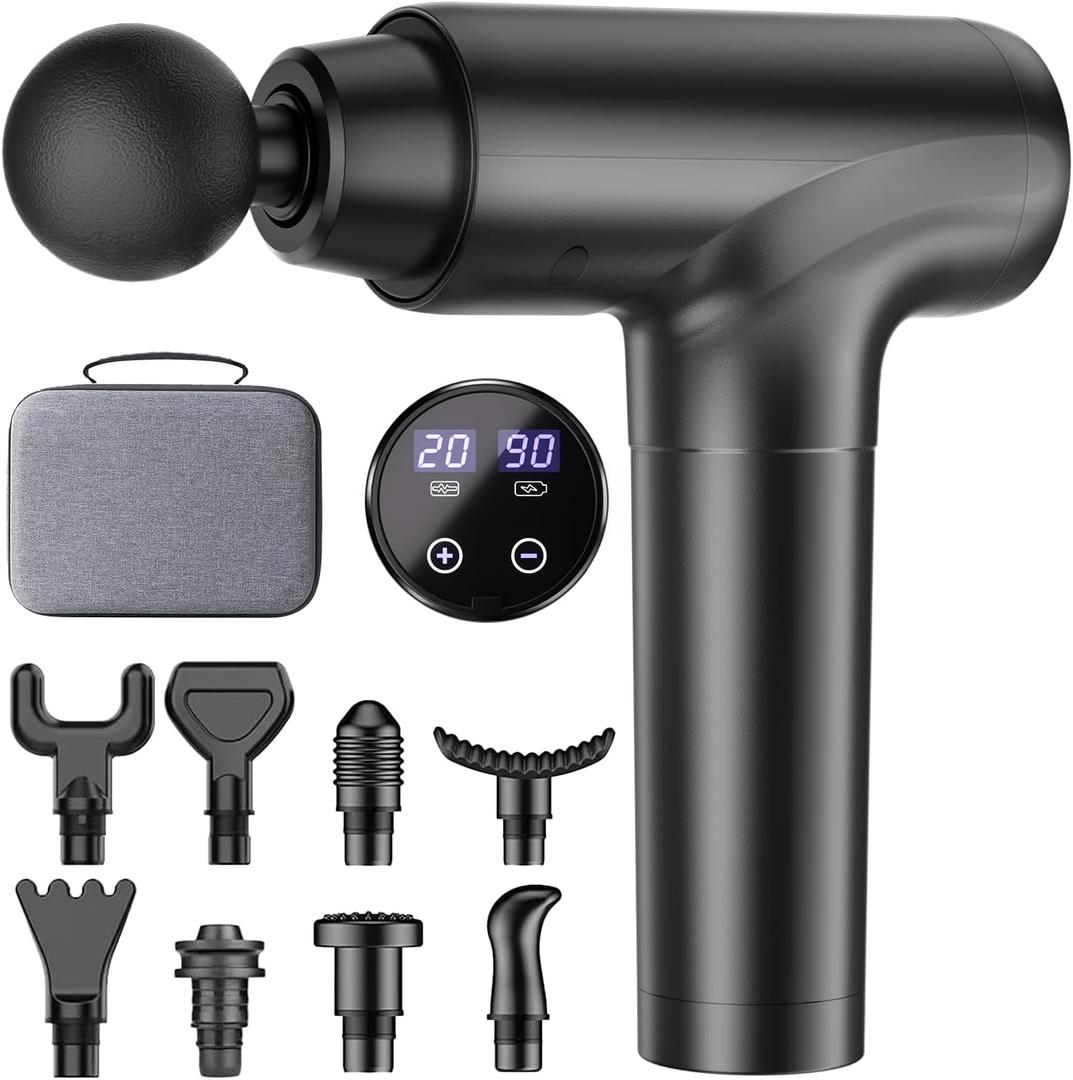 cotsoco Massage Gun, Muscle Massage Gun Deep Tissue Back Massager for Pain Relief, 20 Speeds Handheld Electric Massager Tool with Silent Brushless Motor, Suitable for Gym Office Home Travel (Dark Grey)