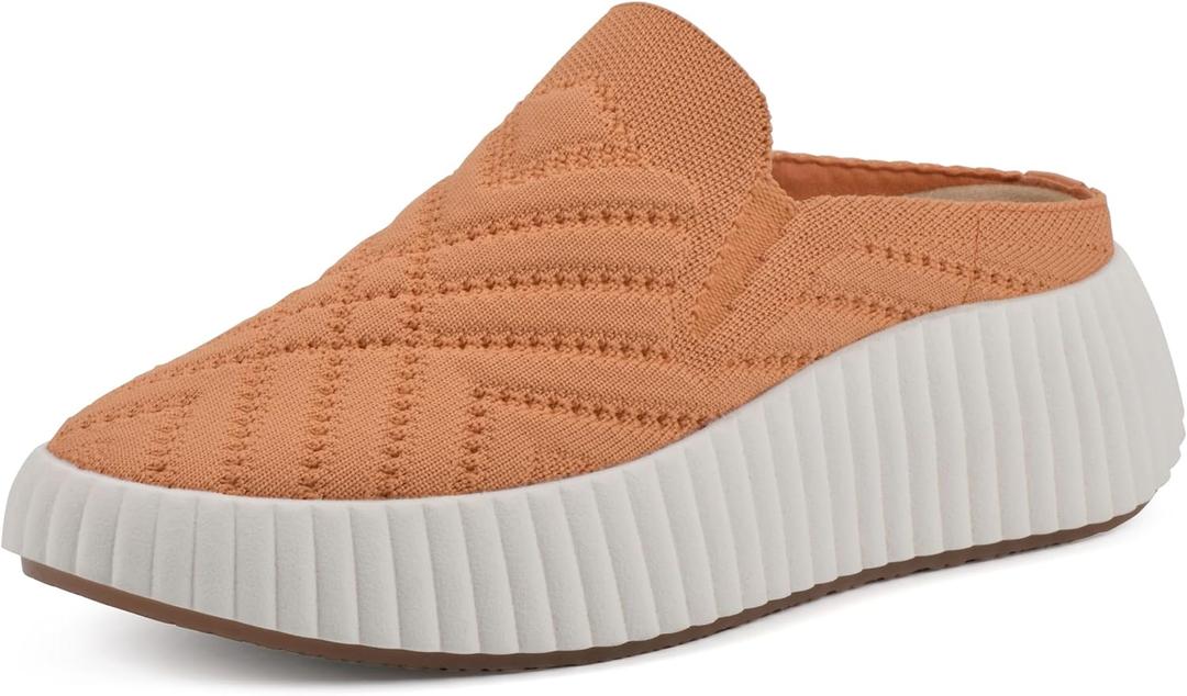 WHITE MOUNTAIN Women's Shoes Dystant Platform Sneaker (6.5, Apricot/Fabric)