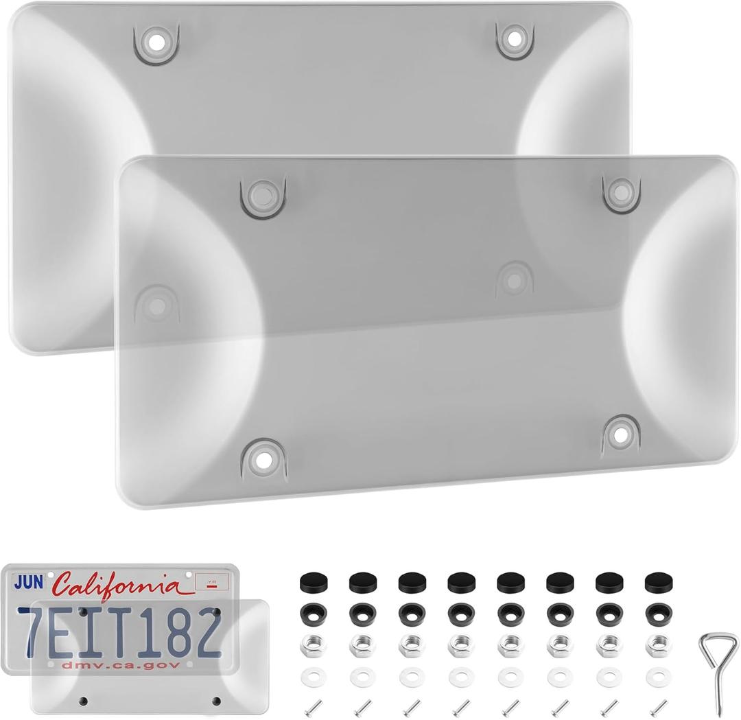 Alpmosn License Plate Frames with Screw Washers and Cap, Car Exterior Accessories Grey (2-Pack) (Basic)