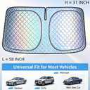 Foldable Windshield Sunshade | 5-Layer Laser Reflective Oxford Fabric Car Sun Shade with Steel Frame | UV Protection Heat Shield Sun Visor | Keeps Interior Cool & Protects Dashboard L(58 * 31 inch)