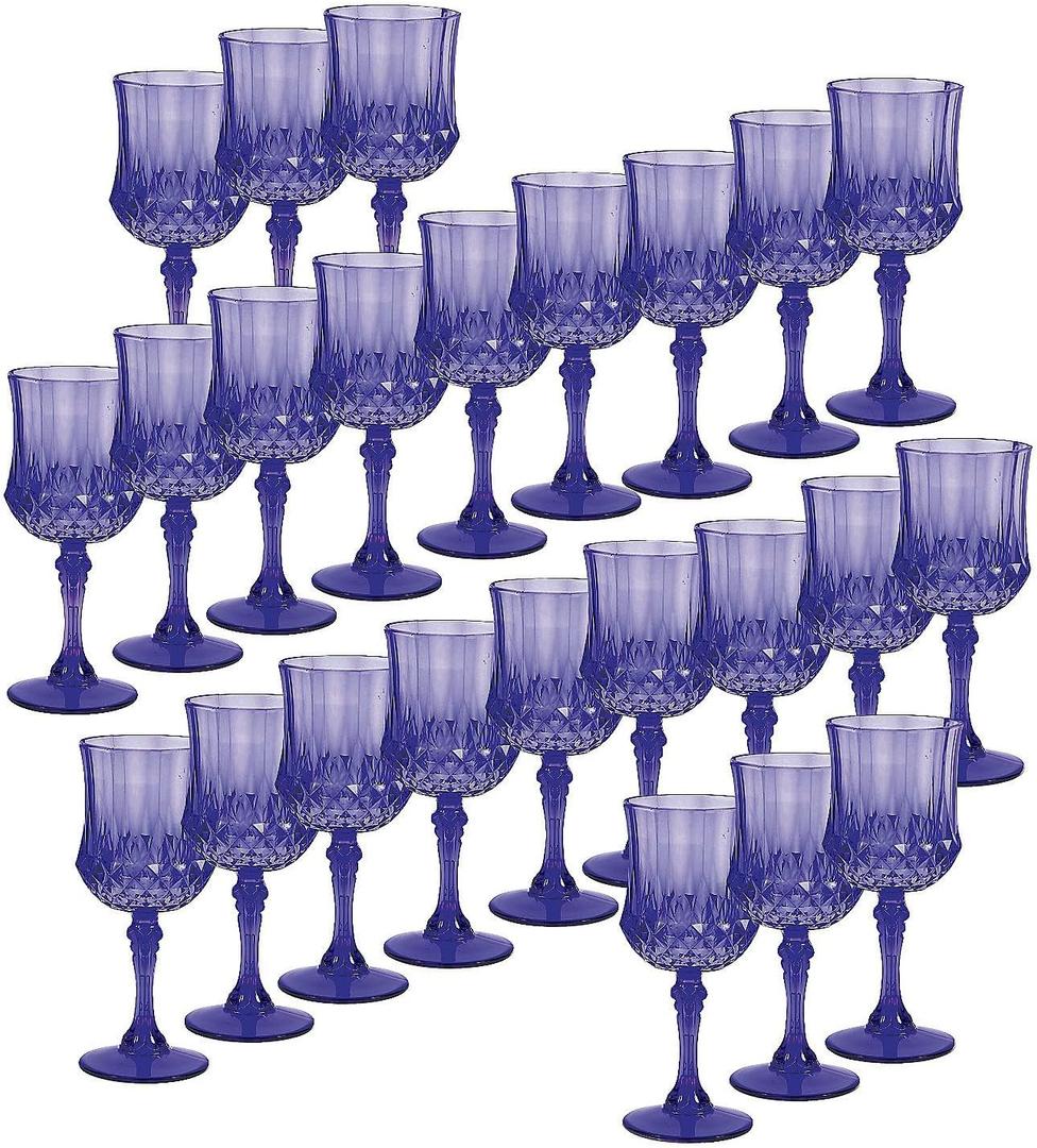 Fun Express Wine Glasses Purple Patterned Plastic Bulk 48 Ct