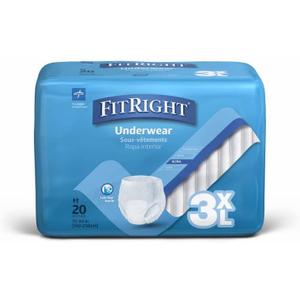 FitRight Adult Incontinence Underwear, Heavy Absorbency, 3X-Large, 75"-94" Waist (20 Count)