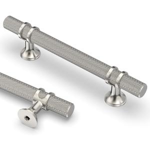 Asidrama 10 Pack 3.75 Inch(96mm) Knurled Brushed Satin Nickel Kitchen Cabinet Handles, Cabinet Pulls Kitchen Cabinet Hardware Cupboard Handles Drawer Pulls
