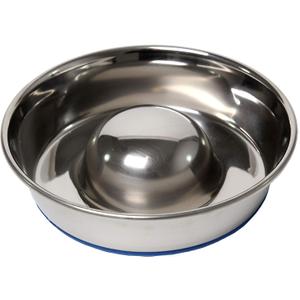 OurPets DuraPet Slow Feed Premium Stainless Steel Dog Bowl, Silver, Small (2040010300)