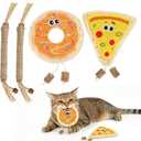 Catnip Toys for Indoor Cats, Silvervine Cat Chew Toys with Natural Loofah & Sisal, Interactive Kitten Teething Toys for Aggressive Chewers, Cute Dental Cat Toy Set with Catnip