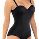 BRABIC Bodysuit Shapewear for Women Tummy Control Dress Backless Bodysuit Tops Body Shaper with Built-in Bra, 2XL, Black