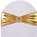 Metallic Golden Spandex Chair Sash, Stretchable Elastic Bands Durable,Slipcovers for Christmas Engagement Event Birthday Decoration, Size 13x5 in
