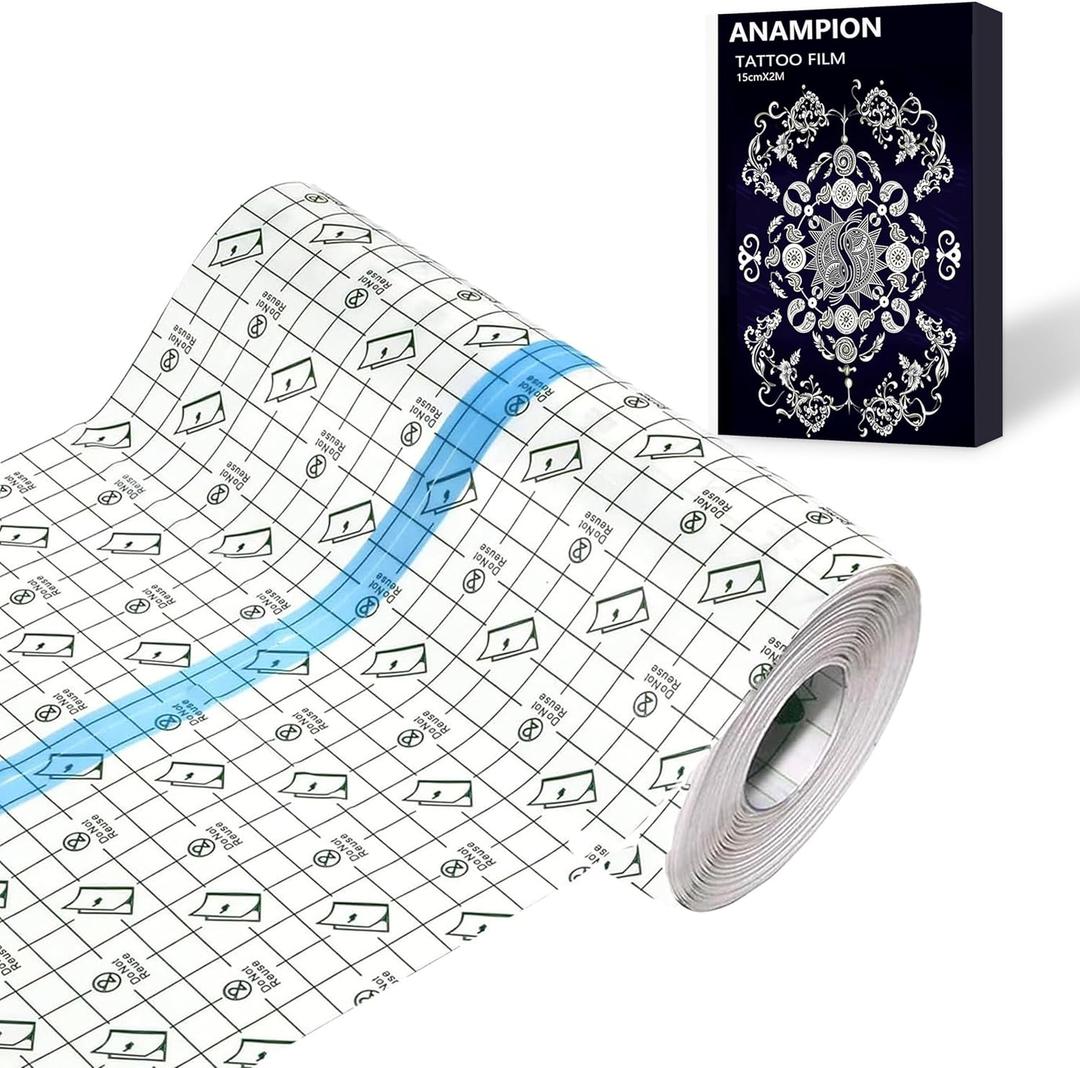 ANAMPION Tattoo Aftercare Waterproof Bandages 6"x2 Yard Second Skin Bandage Tattoo Cover Up Tape for Faster Tattoo Healing Recovery and Skin Care Protection Waterproof Bandage Transparent Film
