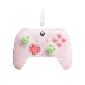 8Bitdo Ultimate Mini Wired Controller with RGB Lighting Fire Ring, Hall Effect Joysticks and Triggers, for Xbox Series X|S, Xbox One, Windows 10/11 - Officially Licensed (Translucent Pink)