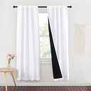 NICETOWN 100% Blackout Window Curtain Panels, Cold and Full Light Blocking Drapes with Black Liner, 72 Inches Drop Thermal Insulated Draperies for Studio (White, 2 Pieces, 37 inches Wide Each Panel)