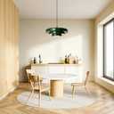 Plug-in Green Pendant Light, Mid Century Hanging Lamp Fixtures with Pulley and Plug in Cord 3-Layer Shade Nordic Style Pendant Lighting Metal Shade for Living Room Dining Room Bedroom Kitchen Island, 17.72 inches