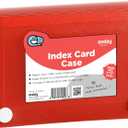 Index Card Holder Red, 3x5 Note Flash Card Organizer Case, File Box with 5 Dividers, Notecard Box Holds 100 Cards, 1 Pack By Enday