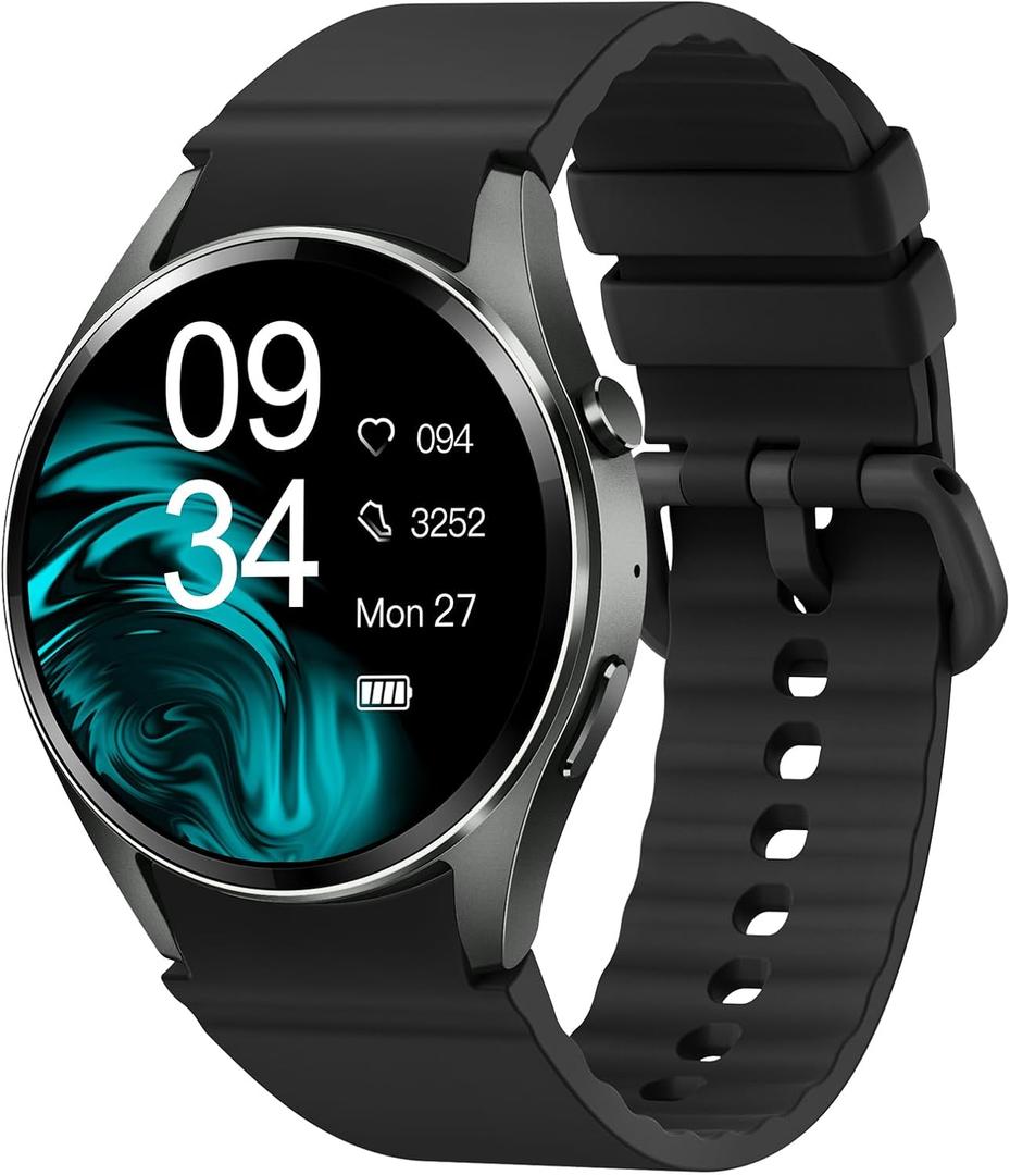 Smart Watch (Make/Answer Calls), 1.26" HD Smart Watches for Men/Women with Sleep/Heart Rate/SpO2 Monitor/120+ Sport Modes, Waterproof Fitness Tracker Watch, Smartwatch for iPhone/Samsung/Android, Gift (Black-Black)