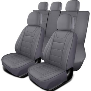 HChengkikz Car Seat Covers, Quilting Leather Seat Covers Full Set, Waterproof Faux Leather Automotive Seat Covers for Cars, Universal Car Seat Protectors Fit for Suvs, Trucks, Airbag Compatible
