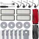 21 Pcs Replacement Part for Roborock Qrevo Curv/Qrevo Edge Q Revo Curv Q Revo Edge Vacuum Cleaner Accessories 1 Main Brush 4 Side Brush 4 HEPA Filter 4 Mop Pad 6 Vacuum Bags