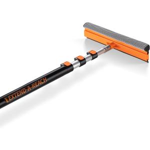 4-12 ft Window Washer Squeegee Kit with Extension Pole (20+ Foot Reach) // Long Handle Squeegee for Window Cleaning & Car Cleaning Multi-Use//Telescopic Professional Window Cleaning Squeegee for Home