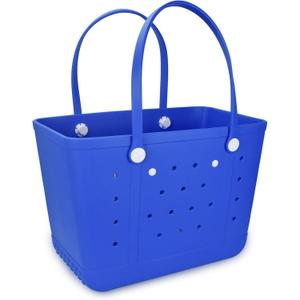 Beach Tote Bag for Women, Rubber Beach Bag Waterproof Sandproof, Extra Large EVA Tote Bag Boat Bag (Gemstone Blue)