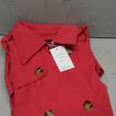 Chrisuno Women's Double Breasted Trench Coats Mid-Length Belted Overcoat Long Dress Jacket with Detachable Hood, Red, Size: 2XL