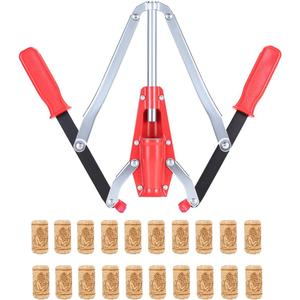 Wine Bottle Double Lever Hand Corker, For Standard Wine, Belgian Beer, and Synthetic Plastic Corks, with 20 Count Wine Corks