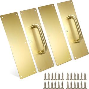 Sumnacon 2 Set 12" Stainess Steel Door Handle Pull & Push Plate - Heavy Duty Gold Gate Handle Bar for Home/Office/Warehouse/Public,Suitable of Wooden/Composite Door with Screws,Brushed