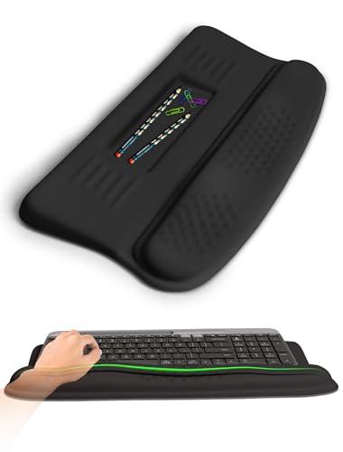 KUOSGM Ergonomic Wave Wrist Rest with Keyboard Stand, Cushioned Palm Rest, Comfortable Integrated Memory Foam for Natural Typing and Relieve Wrist Pain, Dark Night Black