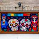 Day of The Dead Garage Door Cover 13x6Ft Dia de Los Muertos Couple Skeleton Banner Colorful Sugar Skull Garage Decoration Mexican Halloween Decor Romantic Skeleton Backdrop Decoration