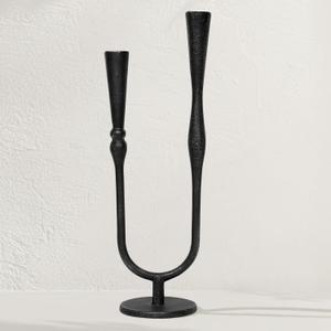 Black Cast Iron Candelabra, Antique Brass Metal Candlestick Holder, Elegant Wedding & Event Candle Stand, Vintage Decorative Candelabra for Home & Dining Room