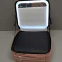 MOMIRA Makeup Train Case with Light & Mirror Large Cosmetic Organizer with Adjustable Dividers for Cosmetics,10X Magnifying Makeup Mirror,Pink (Small)