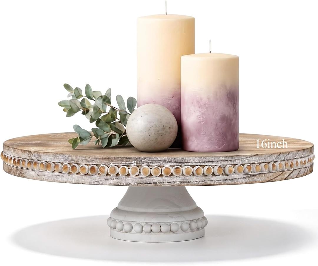 LemonRoad Large Round Wood Risers for Display, 16 Inch