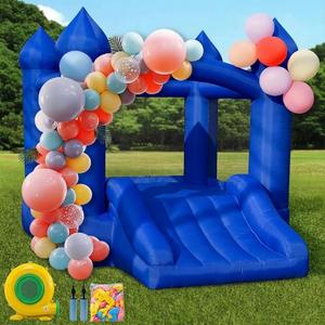 Puligoth White Bounce House for Kids: Portable Inflatable Bouncy House with Blower for Indoor Outdoor Birthday Party, Wedding - Small Bouncy Castle with Slide and Storage Bag for Kids 3-6