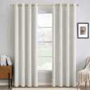 MIULEE 100% Blackout Linen Curtains for Bedroom 52x84 Inches Light Beige | Room Darkening, Light Blocking, Thermal Insulated, Grommet Top, Linen Textured, Window Curtains for Living Room, 2 Panels