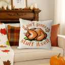 GAGEC Thanksgiving Pillow Covers 18x18 Inch Set of 4 Pumpkins Turkey Throw Pillowcase Thanksgiving Day Fall Autumn Pillowcase for Sofa Couch