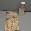 Kochorie 97 Pieces Passover Matzoh Tableware Set for 24 Guests Matzoh Plastic Tablecloth Paper Plates Napkins Cups Disposable Passover Dinnerware Set for Seder Table Decorations