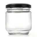 6 Oz Round Glass Jar - 1 Pack Food Storage Containers with Black Metal Lid