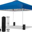 10x10 Pop Up Canopy Tent, Waterproof, UPF 50+, Portable Shade (Blue, 0 Sidewall Blue)