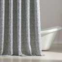 SLEEP ZONE Farmhouse Jacquard Shower Curtain, Textured Fabric Shower Curtains Leaf Curtain for Modern Home Decorations Bathroom, 72"  72" Grey Leaf