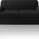 PrinceDeco T Cushion Loveseat Slipcover 3 Pieces Sofa Covers for T Cushion Sofa Stretch Slip Covers for 2 Cushion Couch with 2 Individual T Shape Seat Covers Width Up to 72"- Washable, Black