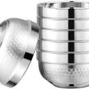 ZENFUN 6 Pack 18/8 Stainless Steel Bowls, 17 Oz Soup Bowl Double-walled Insulated Bowls, 5 Inch Snack Cereal Bowl for Rice, Fruit, Salad Ice cream, Food-grade