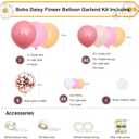 Daisy Balloon Garland Pink Blush Pastel Orange White Balloons with Flower Clips Rose Gold Confetti Balloon Arch Kit for Boho Daisy Baby Shower Party Decorations