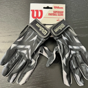 NEW! Wilson Super Grip Receiver Football Gloves, Black, Medium