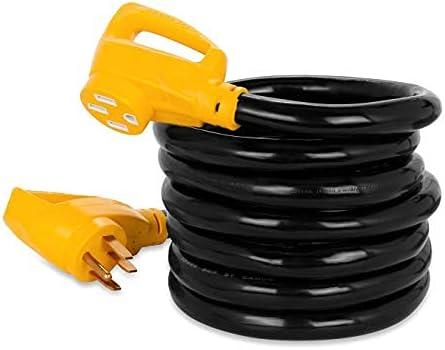 Camco 55194 PowerGrip 15-Foot 50-Amp Extension Cord 125/250V, 12,500W 6/3 + 8/1 Gauge Copper Wires NEMA 14-50P to 14-50R
