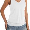 EasyGala Womens Banded Bottom V Neck Tank Tops Sleeveless Cami Shirts Casual Loose Fit Clothes 2026 Summer (White, S)
