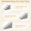 MIHIKK Dog Stairs Ramp, Curved 3-Step Dog Steps for Small Dogs and Cats, Pet Stairs for High Beds and Couch with Anti-Slip Washable Cover and Durable High Density Foam, Grey