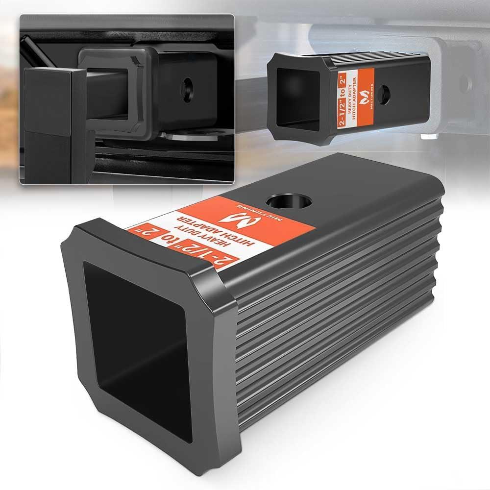 MICTUNING Upgraded 2-1/2 inches Class V to 2 inches Class III&IV Trailer Hitch Receiver Adapter