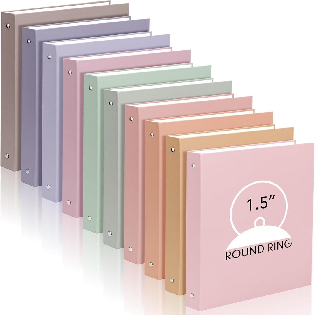 Ctosree 10 Pack Colored 3 Ring Binder with 2 Pockets Hardcover Loose Leaf Binder for Women Men Teacher Student School Office Home Supplies, Fits 11 x 8.5 Size Paper, 10 Colors, 1.5",Fantasy Color 