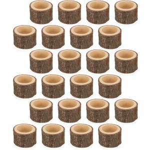 OwnMy Set of 24 Wooden Tea Light Candle Holders Votive Candle Holders, Rustic Wooden Pillar Candle Stands Vintage Tealight Holders Set Candle Centerpieces for Dining Table Wedding Party, 1.6" H